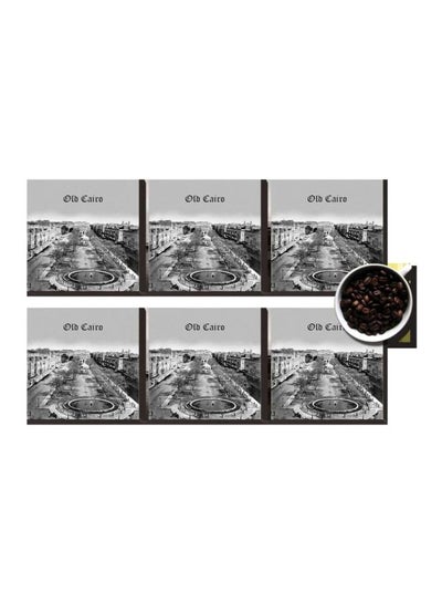 Buy 6-Piece Decorative Coaster Set Grey/Black 7x7cm in Egypt