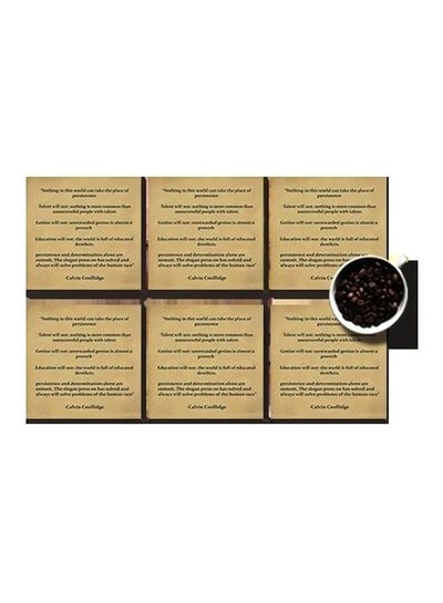 Buy 6-Piece Coaster Set Beige/Black 7x7cm in Egypt