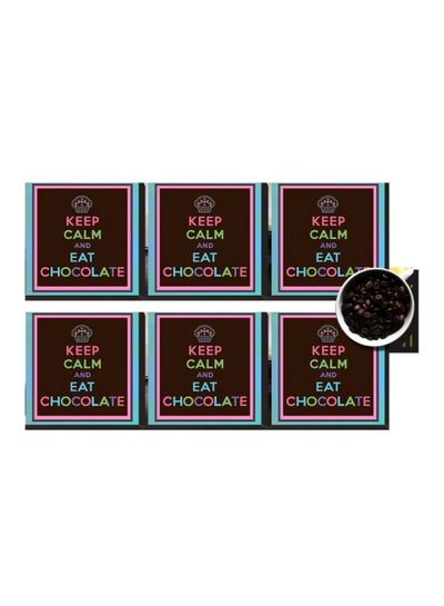 Buy 6-Piece Coaster Set Blue/Pink/Green 7x7cm in Egypt