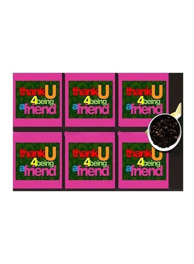 Buy 6-Piece Coaster Set Red/Pink/Green 7x7cm in Egypt