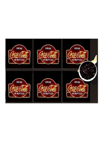 Buy 6-Piece Coaster Set Black/Red/White 7x7cm in Egypt