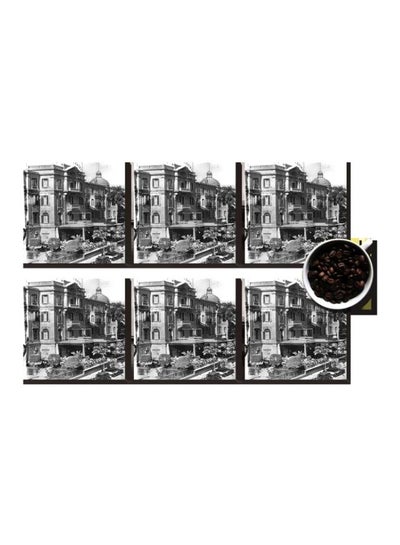 Buy 6-Piece Coaster Set Black/White 7x7cm in Egypt