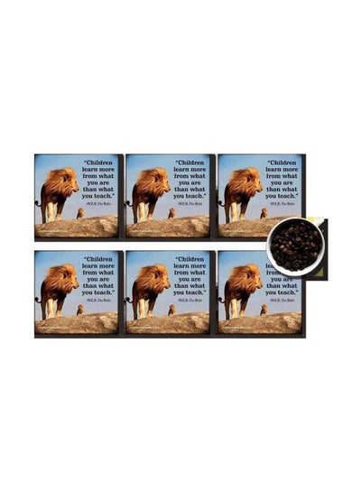 Buy 6-Piece Coaster Set Blue/Brown 7x7cm in Egypt