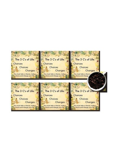 Buy 6-Piece Decorative Coasters Beige/Green/Black 7x7cm in Egypt