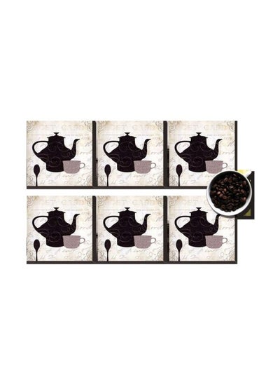 Buy 6-Piece Coaster Set Beige/Black 7x7cm in Egypt