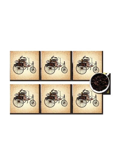 Buy 6-Piece Coaster Set Brown/Black/Beige 7x7cm in Egypt