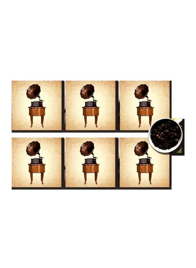 Buy 6-Piece Coaster Set Brown/Black/Beige 7x7cm in Egypt