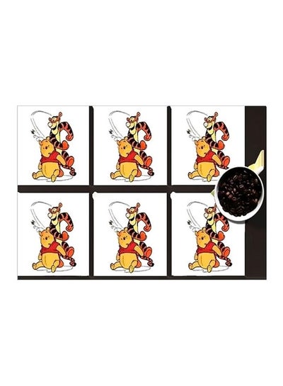 Buy 6-Piece Coaster Set White/Yellow/Red 7x7cm in Egypt