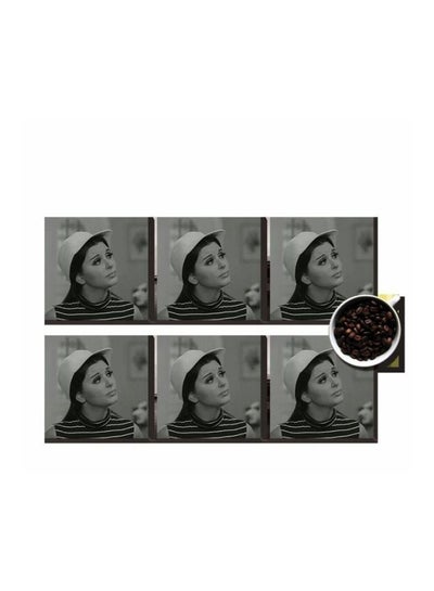 Buy 6-Piece Coaster Set Black/White 7x7cm in Egypt