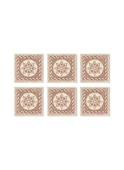 Buy 6-Piece Decorative Coaster Set Beige 7x7cm in Egypt