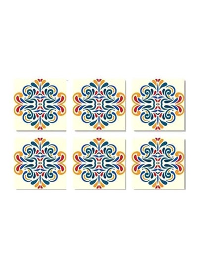 Buy 6-Piece Novelty Magnet Coaster Set Beige/Blue/Red 7x7cm in Egypt