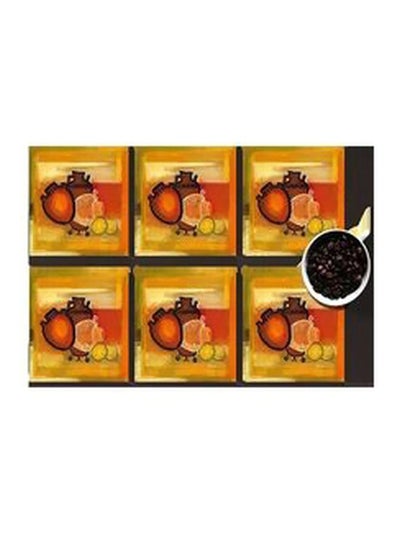 Buy 6-Piece Coaster Set Yellow/Orange/Brown 7x7cm in Egypt