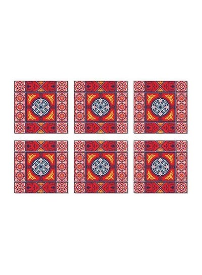 Buy Set Of 6 Decorative Coaster Multicolour 7x7cm in Egypt