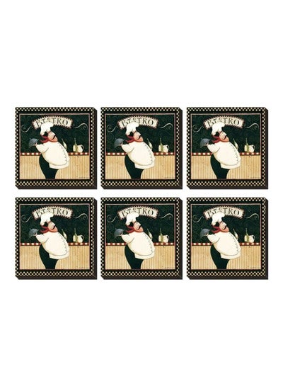 Buy 6-Piece Drink Coasters Beige/White/Red 9x9cm in Egypt