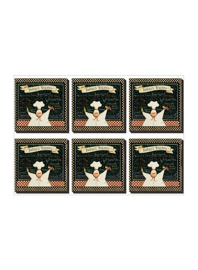 Buy 6-Piece Printed Coasters Black/Red/White 9x9cm in Egypt