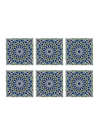 Buy 6-Piece Novelty Coaster Set Blue/Yellow 7x7cm in Egypt