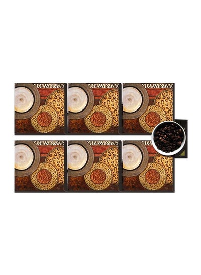 اشتري 6-Piece Decorative Printed Coaster Set بني/ برتقالي/ أصفر 7x7 سنتيمتر في مصر