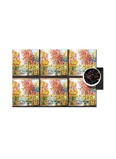 Buy 6-Piece Decorative Printed Coaster Set Green/Red/Blue 7x7cm in Egypt