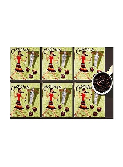 اشتري 6-Piece Decorative Printed Coaster Set Green 7x7 سنتيمتر في مصر