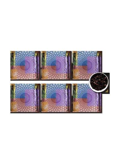 Buy 6-Piece Decorative Printed Coaster Set Purple/red/Blue 7 X 7cm in Egypt