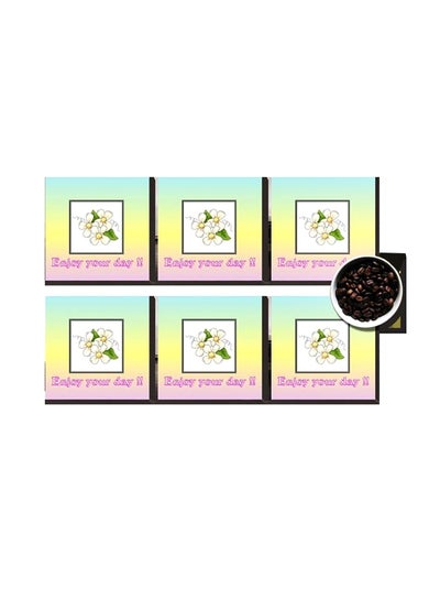 اشتري 6-Piece Decorative Printed Coaster Set أصفر / أزرق / وردي 7x7 سنتيمتر في مصر