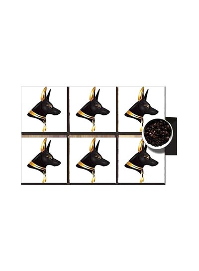 Buy 6-Piece Decorative Printed Coaster Set White/Black 7x7cm in Egypt