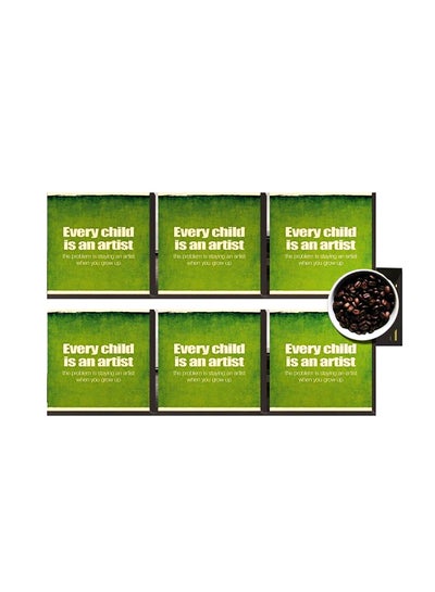 Buy 6-Piece Decorative Printed Coaster Set Green/Yellow 7x7cm in Egypt