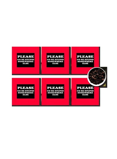 Buy 6-Piece Decorative Printed Coaster Set Red/Black 7x7cm in Egypt