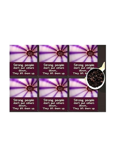 Buy 6-Piece Decorative Printed Coaster Set Purple/White 7x7cm in Egypt