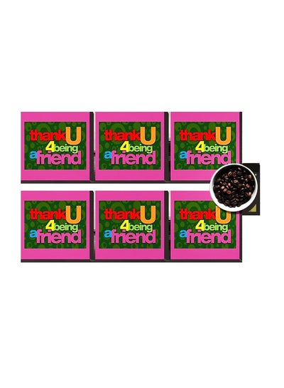 Buy 6-Piece Decorative Printed Coaster Set Pink/Green/Red 7x7cm in Egypt