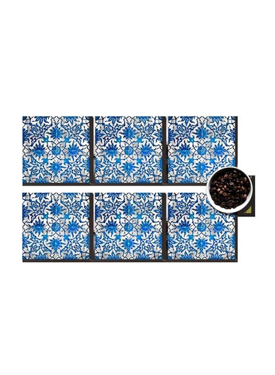 اشتري 6-Piece Decorative Printed Coaster Set Blue/White 7x7 سنتيمتر في مصر