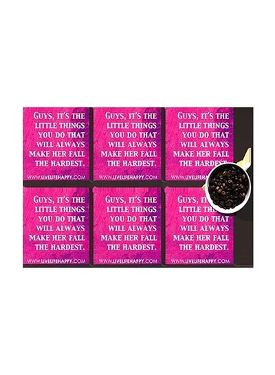 Buy 6-Piece Decorative Printed Coaster Set Pink/White 7x7cm in Egypt