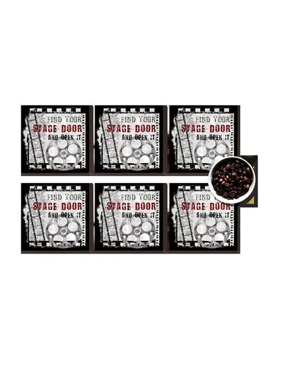 Buy 6-Piece Decorative Coasters Black/White 7x7cm in Egypt