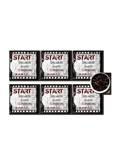 Buy 6-Piece Decorative Coasters Black/Grey/Red 7 X 7cm in Egypt