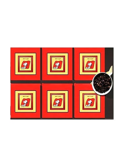 Buy 6-Piece Decorative Coasters Red/Yellow/White 7x7cm in Egypt