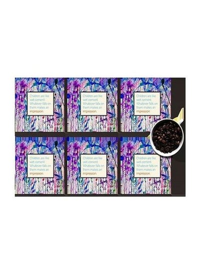 Buy 6-Piece Printed Coaster Set Blue/Purple/White 7 x7cm in Egypt