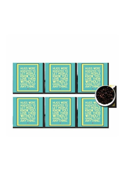 Buy 6-Piece Printed Coaster Set Blue/Yellow 7 x7cm in Egypt