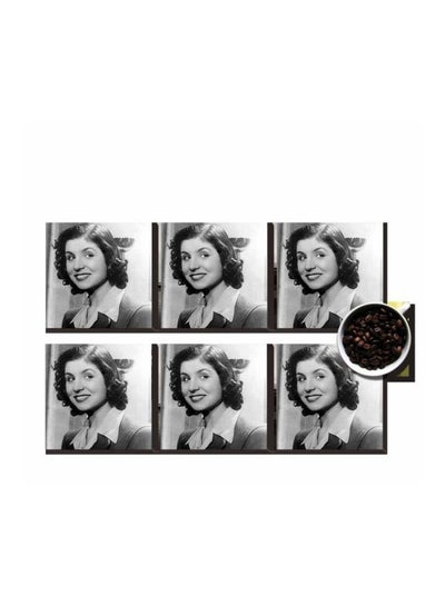 Buy 6-Piece Decorative Coaster Set Grey/Black 7x7cm in Egypt