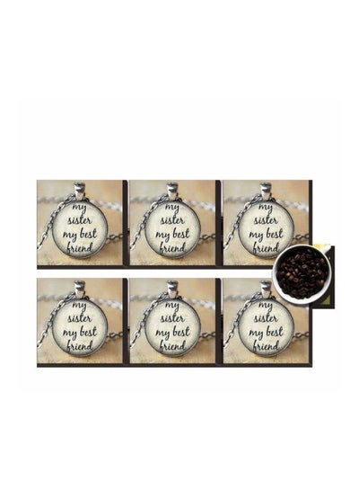 Buy 6-Piece Decorative Coaster Set Beige/Black 7x7cm in Egypt