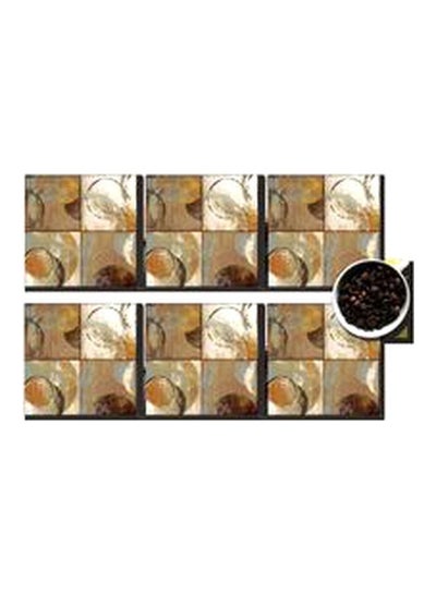 Buy 6-Piece Decorative Coaster Brown/Beige/White 7 X 7cm in Egypt