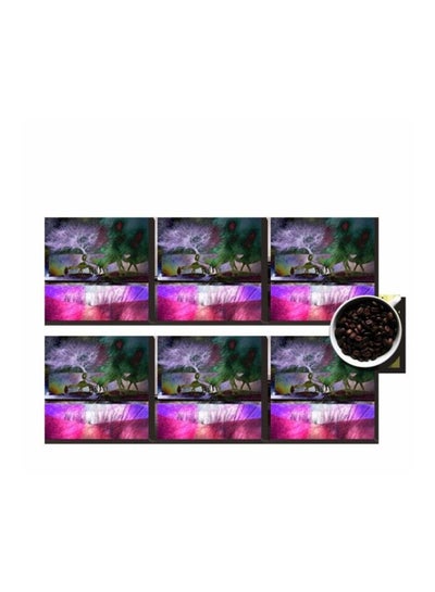 Buy 6-Piece Decorative Coaster Set Purple/Green/Pink 7x7cm in Egypt