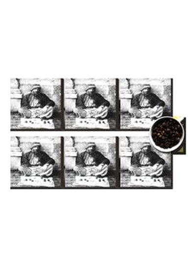 Buy 6-Piece Decorative Coaster Black/White 7x7cm in Egypt