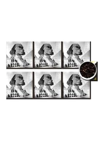 Buy 6-Piece Decorative Coasters Black/White 7x7cm in Egypt