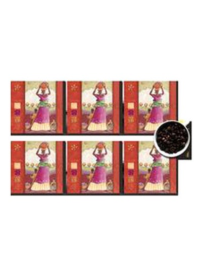 Buy 6-Piece Printed Coaster Set Pink/Red/Beige 7x7cm in Egypt