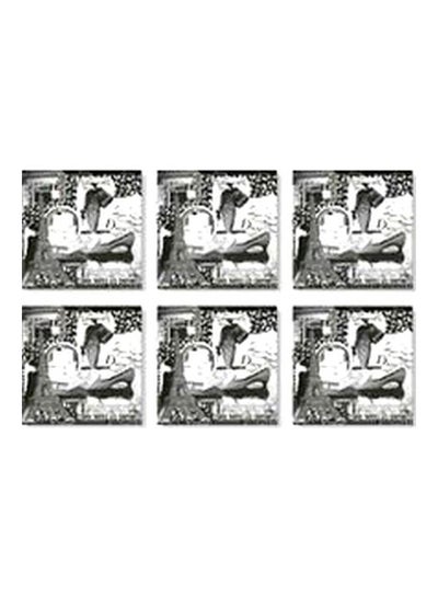 اشتري 6-Piece Magnetic Coaster Black/White 7x7 سنتيمتر في مصر