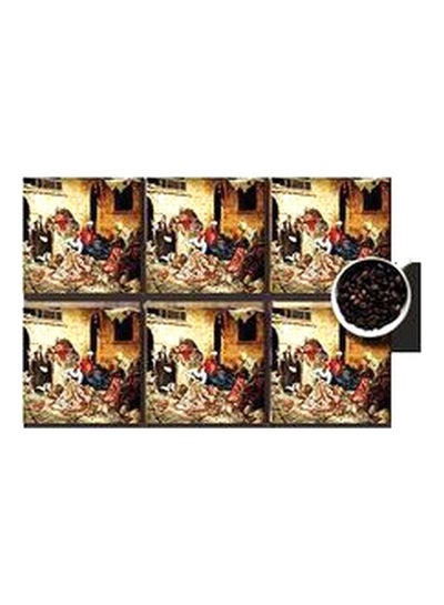 Buy 6-Piece Decorative Printed Coaster Set Multicolour 7x7cm in Egypt