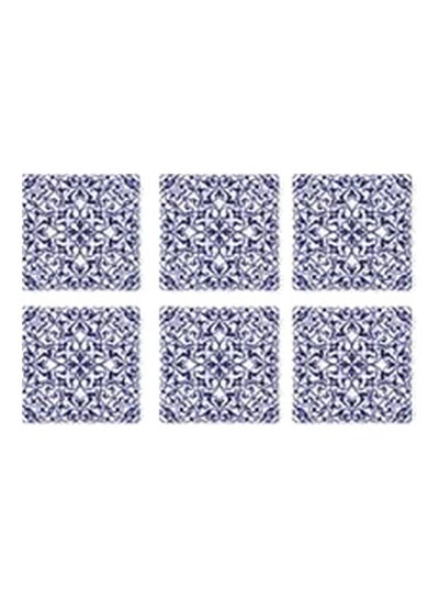 اشتري 6-Piece Decorative Printed Coaster Set Blue/White 7x7 سنتيمتر في مصر