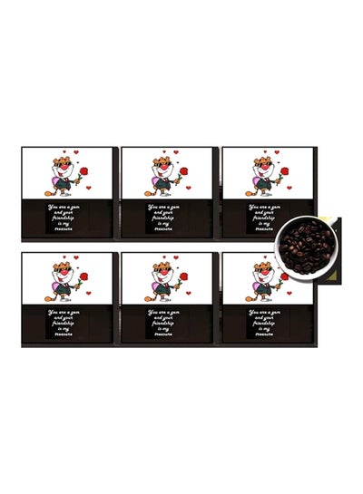 اشتري 6-Piece Printed Coaster Set White/Black 7x7 centimeter في مصر