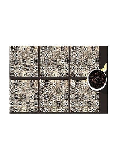 Buy 6-Piece Coaster Set Beige/Black 7x7cm in Egypt