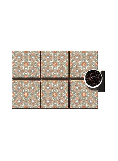 Buy 6-Piece Decorative Coaster Set Beige 7x7cm in Egypt